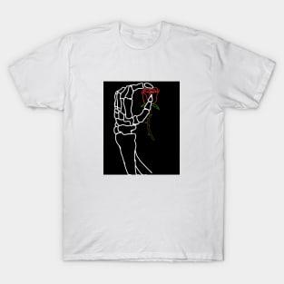 Skeleton Hand Holding Rose T-Shirt